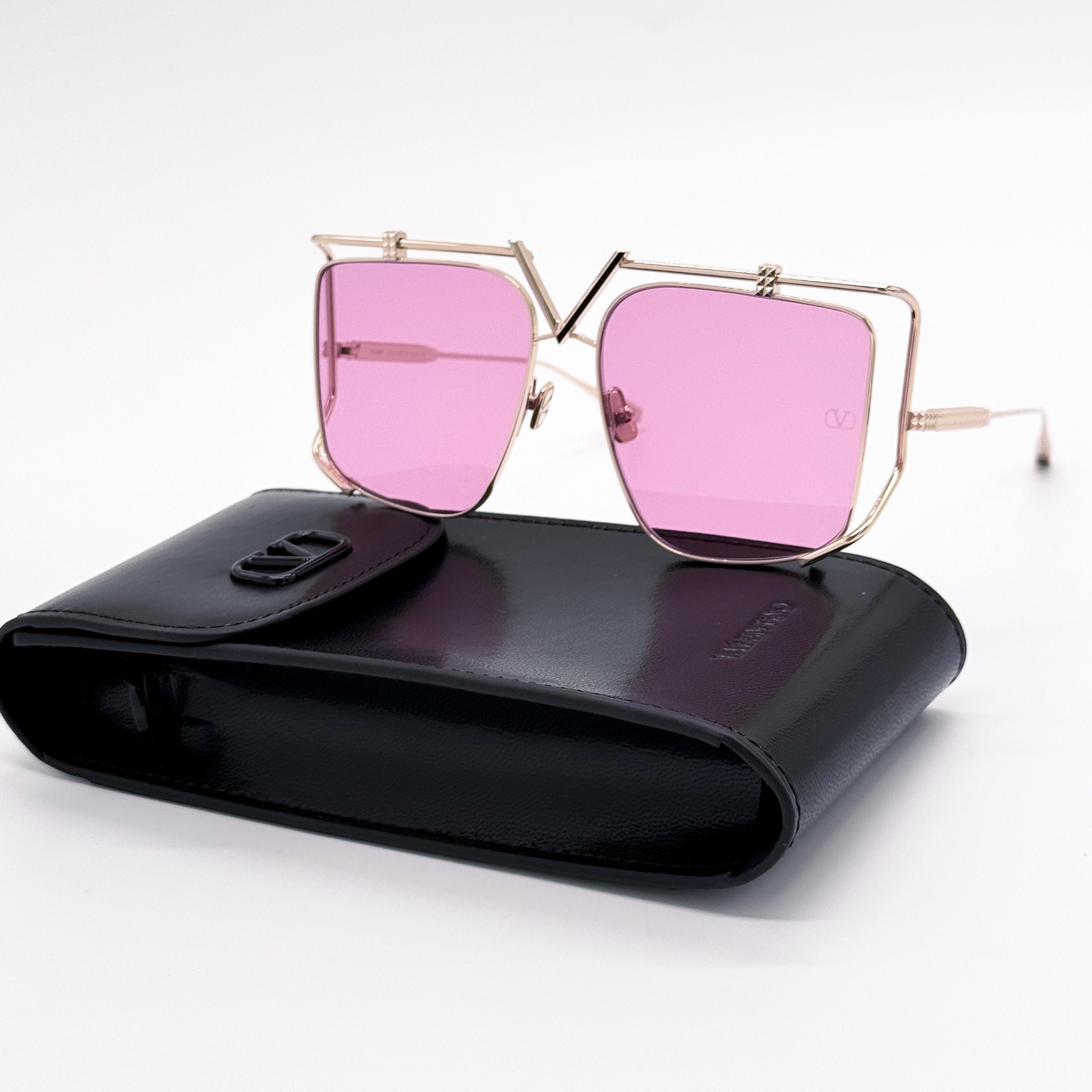 NEW VALENTINO V-LIGHT VLS-116C PINK TITANIUM SUNGLASSES