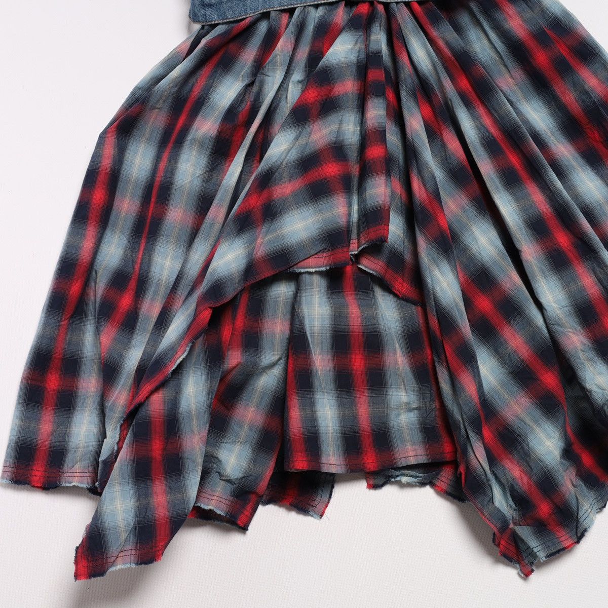 Alexander McQueen Alexander McQueen MCQ Denim Dress with Plaid Skirt Grunge Size S / US 4 / IT 40 - 16 Thumbnail
