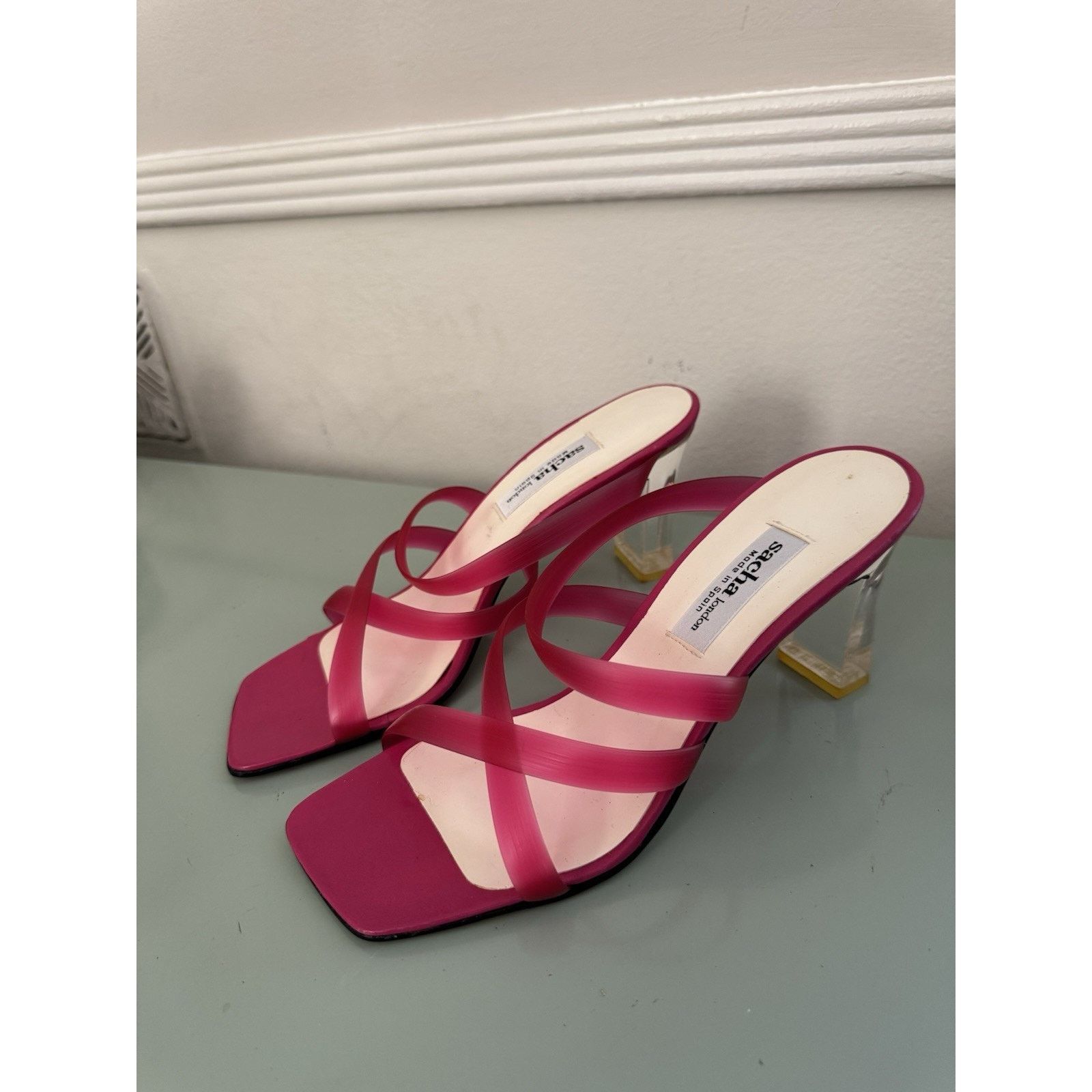 Vintage Vintage Sacha London Hot Pink Jelly Lucite Heel Y2K Sz 7.5 Size US 7.5 / IT 37.5 - 5 Thumbnail
