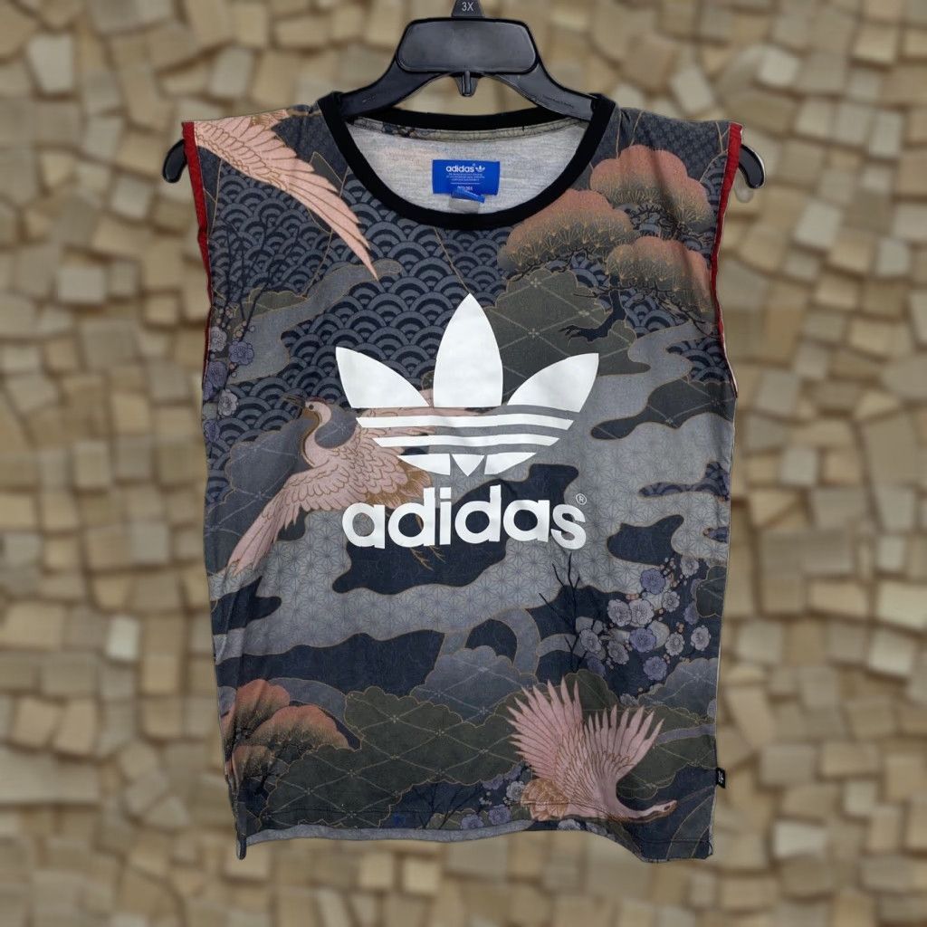 Adidas Tank Top Women Small Pink Kimono Print Sleevesless Crew Neck Casual Cotton Adidas X Rita Ora Mens is incorrect so Womens