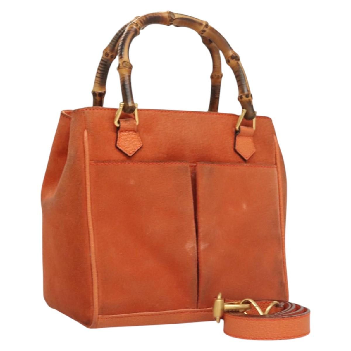Gucci GUCCI Bamboo Hand Bag Suede Orange Gold 000 123 000 123 Size ONE SIZE - 1 Thumbnail