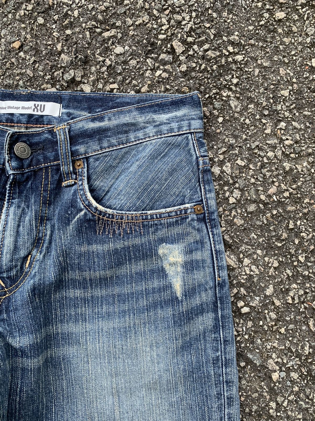Edwin FLARE💥 EDWIN XV PUNK FADED RUSTY JAPANESE DISTRESSED DENIM🎌☠️ Size US 30 / EU 46 - 10 Thumbnail