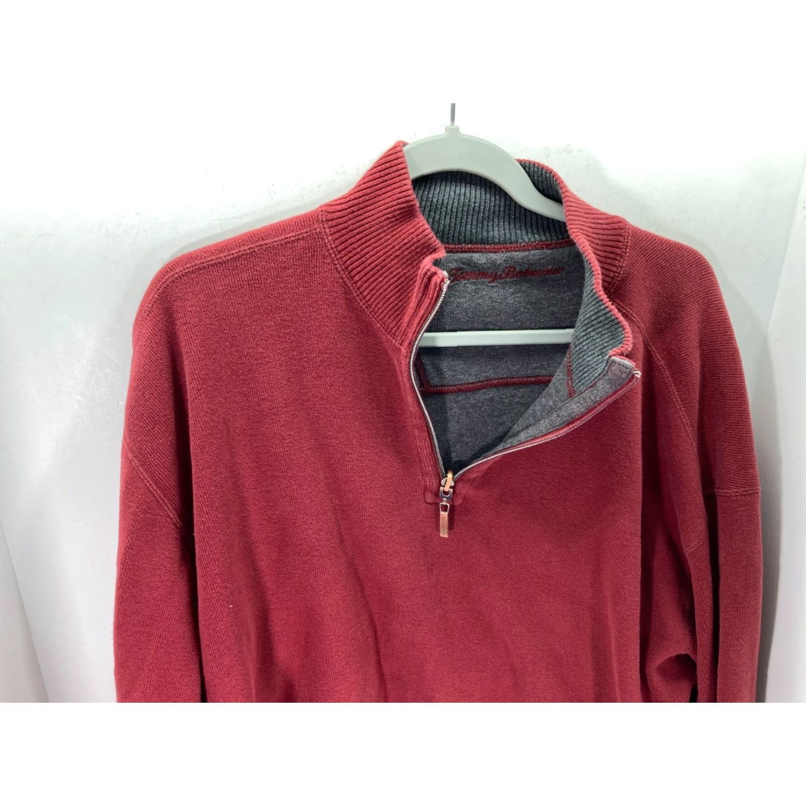 Tommy Bahama Tommy Bahama Reversible Sweater Mens XL Gray Maroon 1/2 Zip Knit Long Sleeve Pullover Mock Neck 1/4 Zip Coll arless Logo Vintage: No Size US XL / EU 56 / 4 - 3 Thumbnail