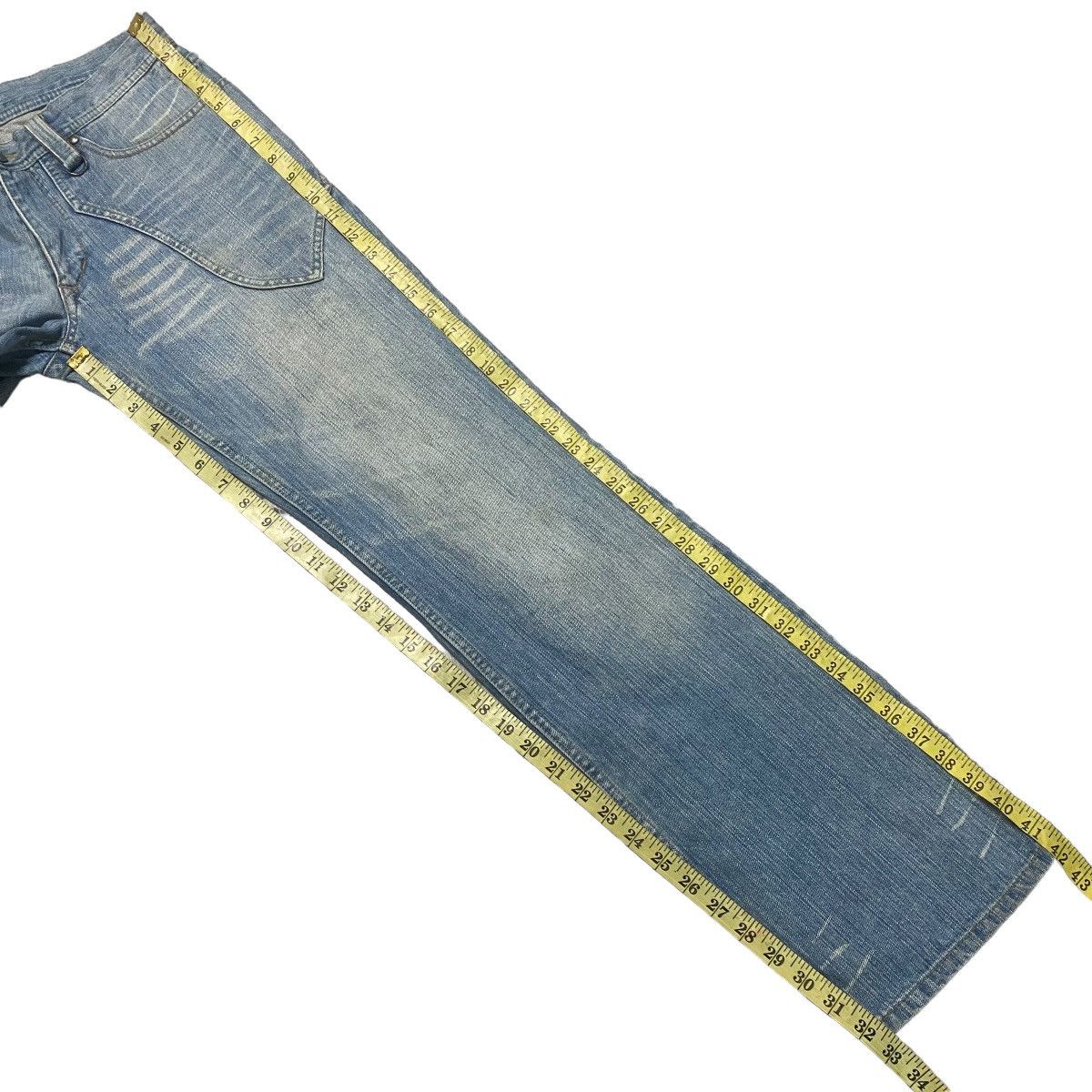 Japanese Brand NCFM Denim Flare Leather Pocket Faded Jeans Size US 30 / EU 46 - 19 Thumbnail