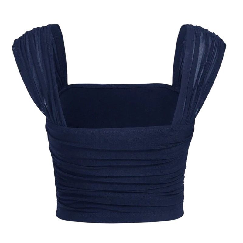 Shein Square Neck Ruched Tank Top in Blue, Size L Size L / US 10 / IT 46 - 2 Thumbnail