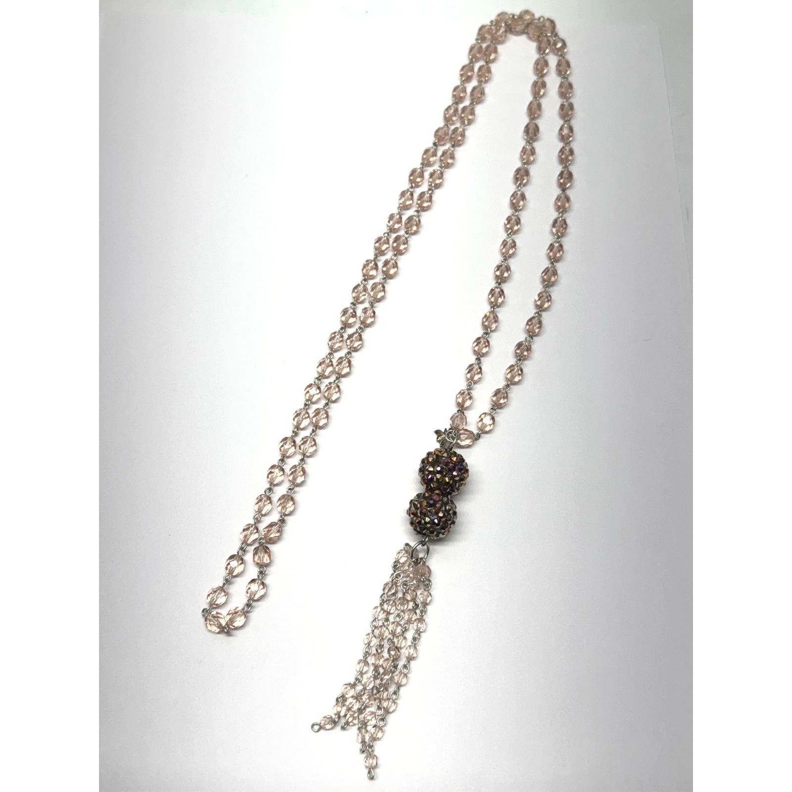 Vintage Vintage pink crystal beaded rhinestone tassel necklace Size ONE SIZE - 2 Thumbnail