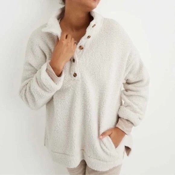 Other Aerie Ivory Sherpa Oversized Sweater Super Soft Cozy Size M / US 6-8 / IT 42-44 - 1 Thumbnail
