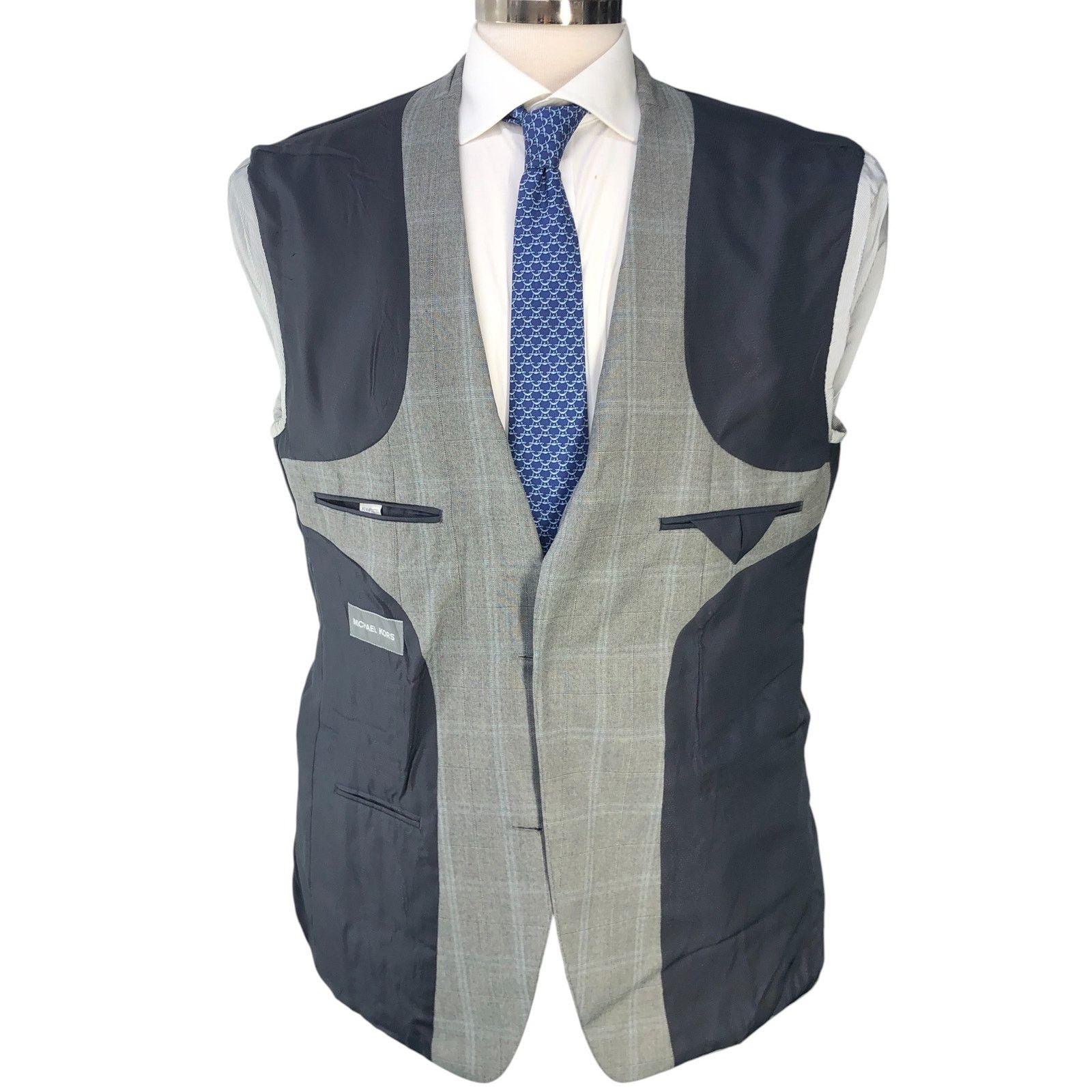 Michael Kors Michael Kors 42L Sport Coat Jacket Blazer Gray Windowpane Size 42L - 14 Thumbnail