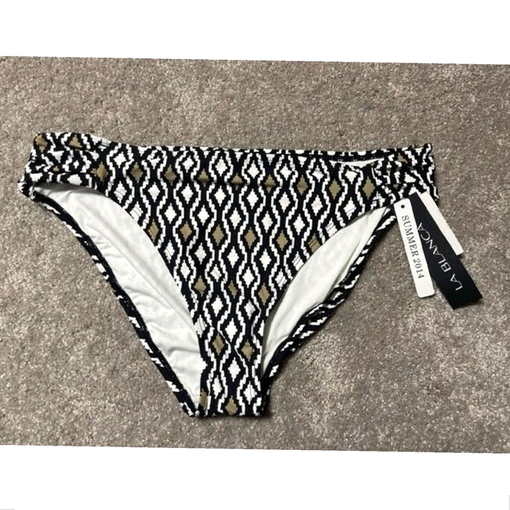 Vintage La Blanca Bikini Swim Bottom 14 Ikat Geometric Lined Boho Chic Beach Resort Womens Size 36" / US 14 / IT 50 - 2 Thumbnail