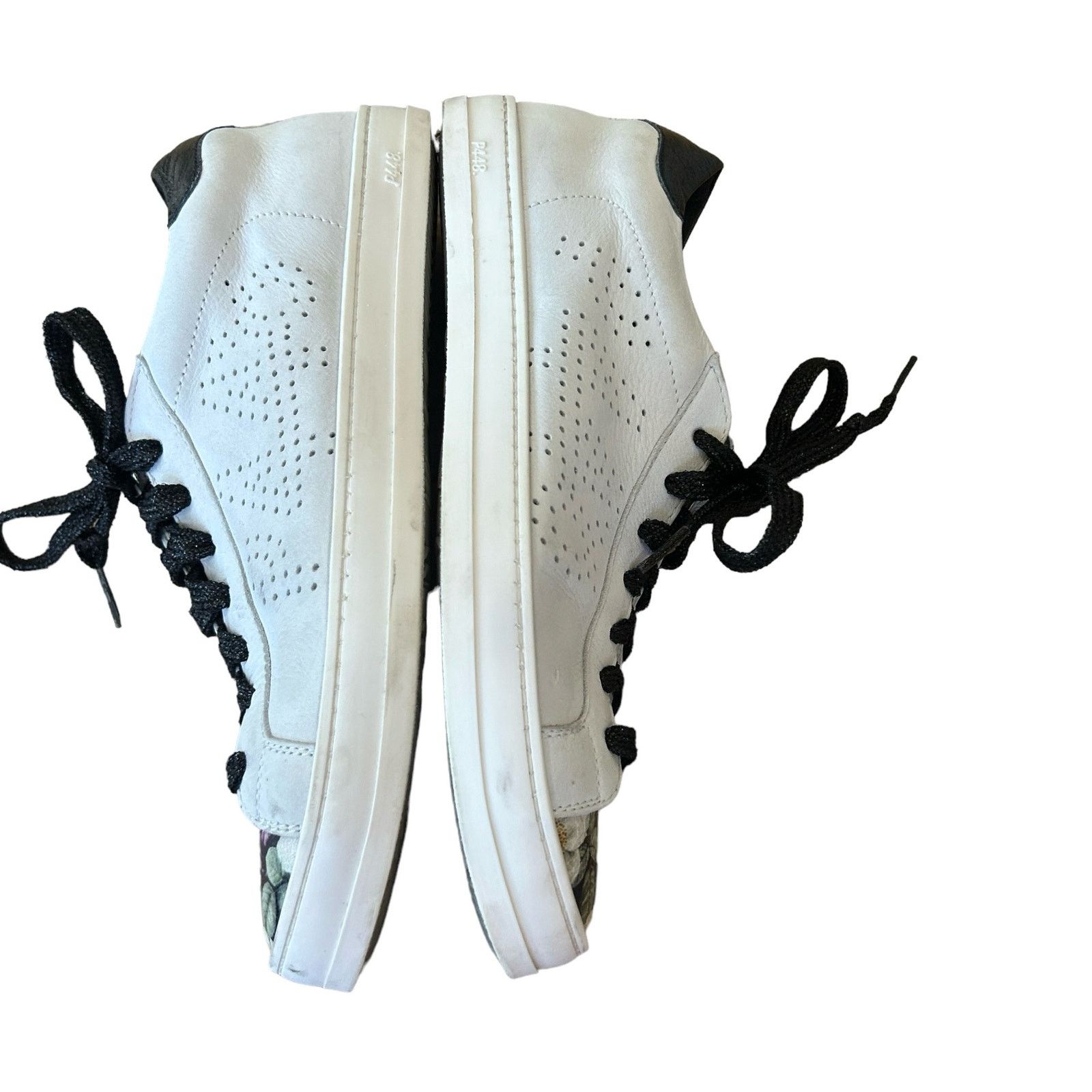 P448 P448 Sneakers Womens 37 EU 7 US Gray Floral Leather Low Top Size US 7 / IT 37 - 7 Thumbnail