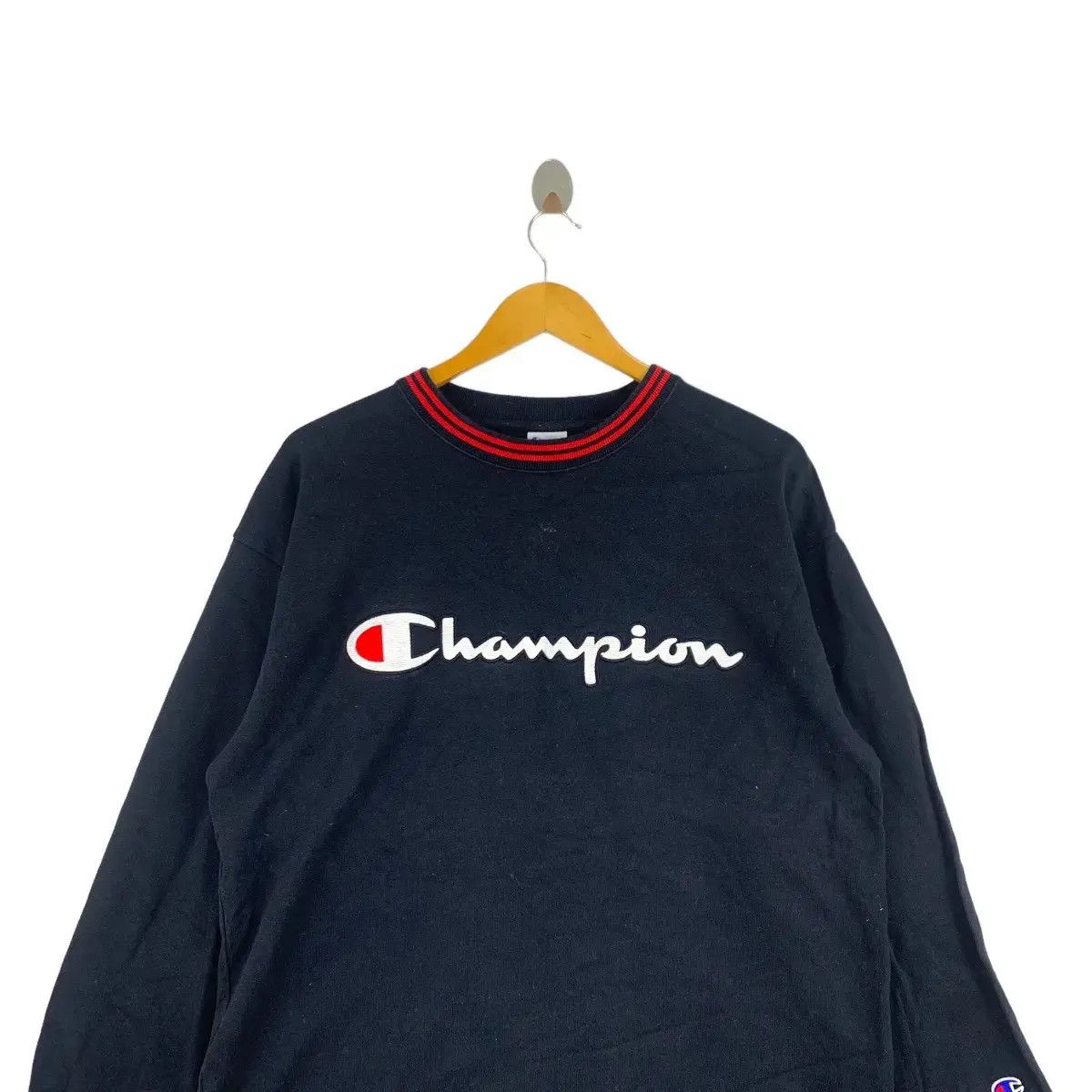 Champion Vintage CHAMPION USA Script Big Brand Print Black Sweatshirt Size US L / EU 52-54 / 3 - 2 Thumbnail