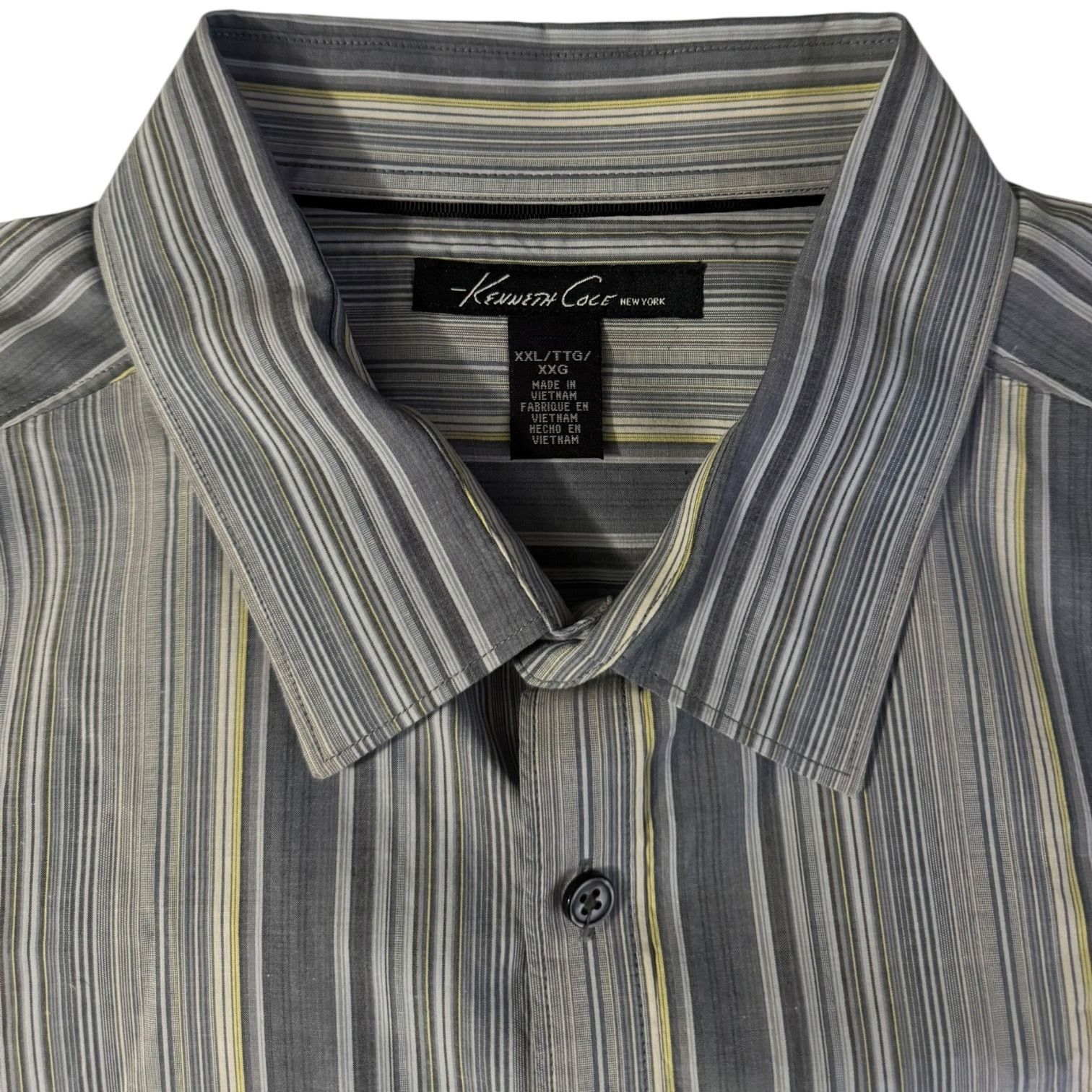 Kenneth Cole Kenneth Cole New York Dress Shirt Blue Gray Stripes XXL Size US XXL / EU 58 / 5 - 2 Thumbnail