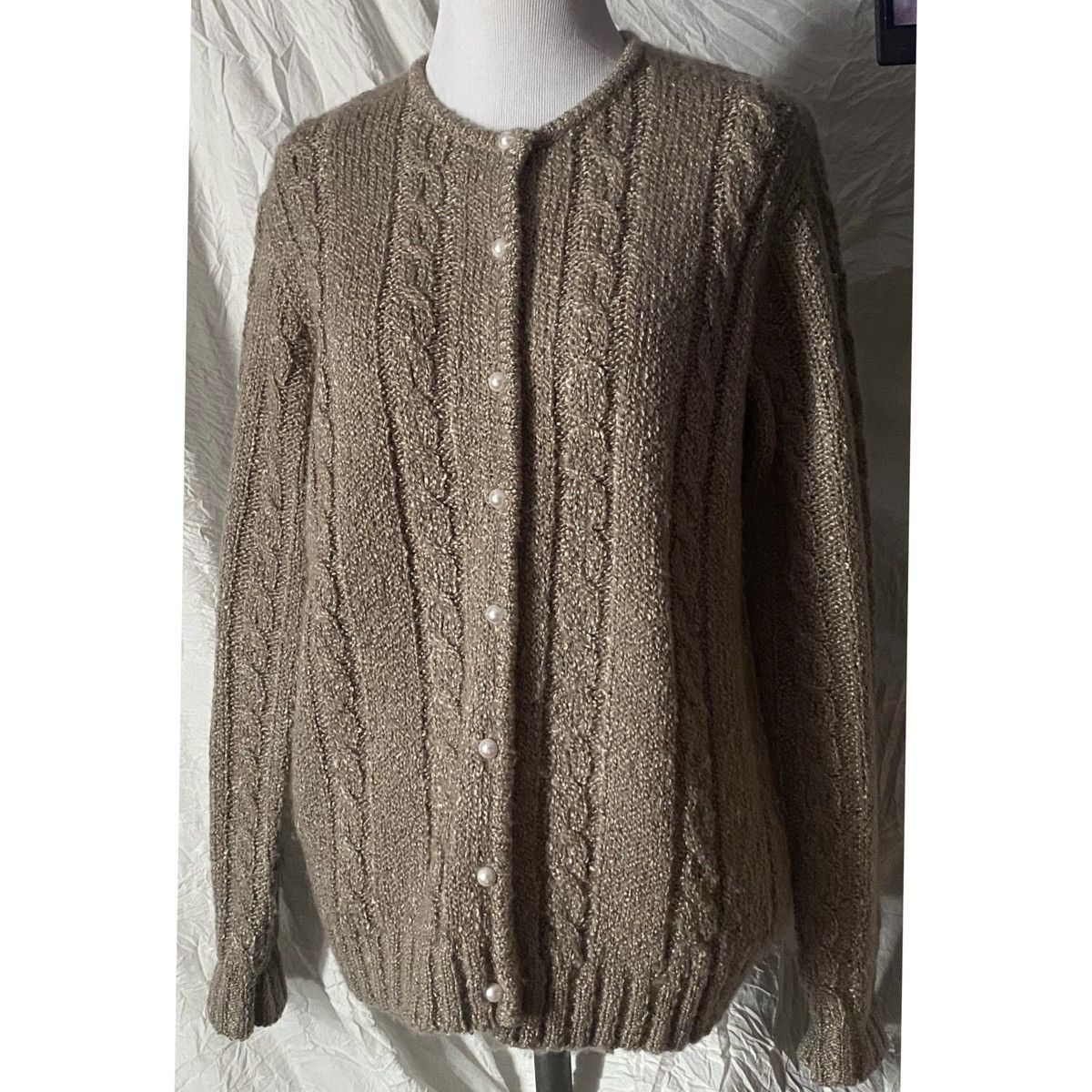 Vintage Jennifer Moore, Vintage, Champagne, Cable Knit Sweater Size S / US 4 / IT 40 - 16 Thumbnail