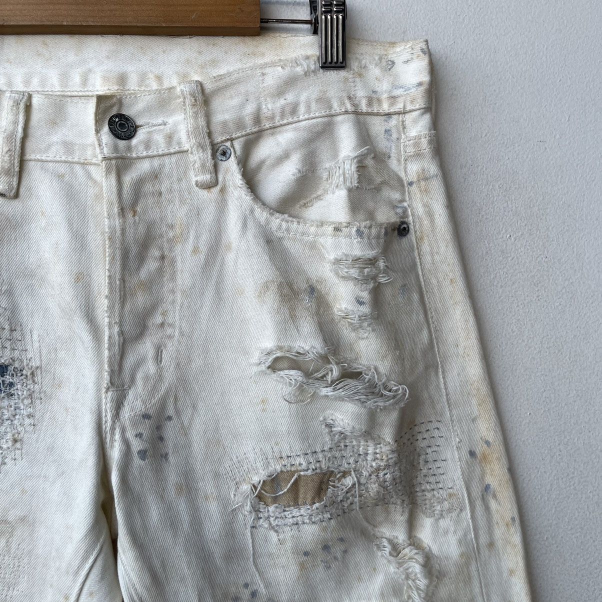 Helmut Lang Denim & Supply Ralph Lauren Boro Sashiko Distressed Denim Size US 32 / EU 48 - 7 Thumbnail