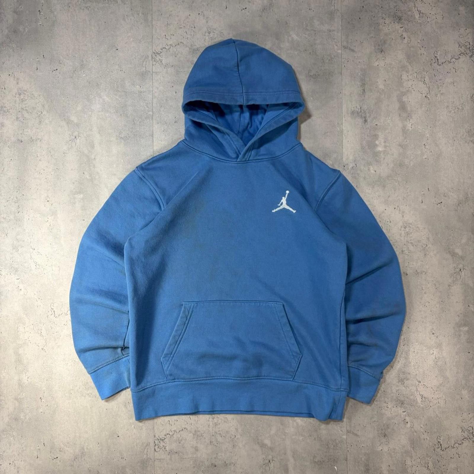 Jordan Brand Y2K Light Blue Jordan Faded Distressed Boxy Hoodie Size XS / US 0-2 / IT 36-38 - 1 Thumbnail