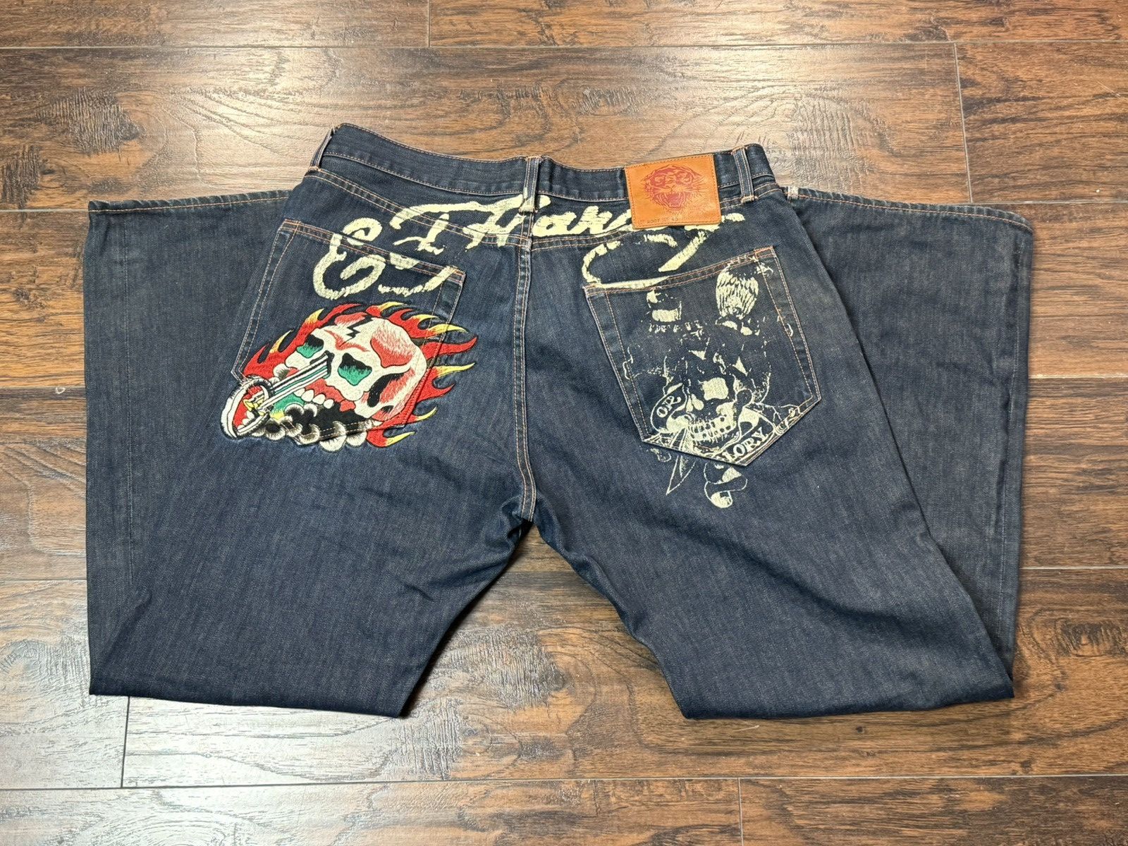 Ed Hardy Ed Hardy Jeans Embroidered Denim Relaxed Skull 40x34 Size US 40 / EU 56 - 5 Thumbnail