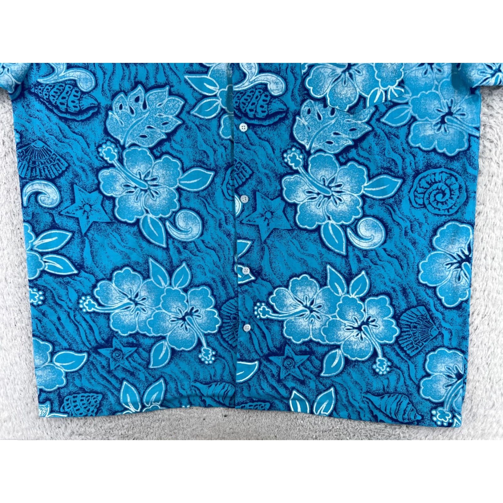 Vintage Hawaiian Shirt Men XL Blue Floral Short Sleeve Button-Up Cotton Hawaiian Mens Size US XL / EU 56 / 4 - 5 Thumbnail