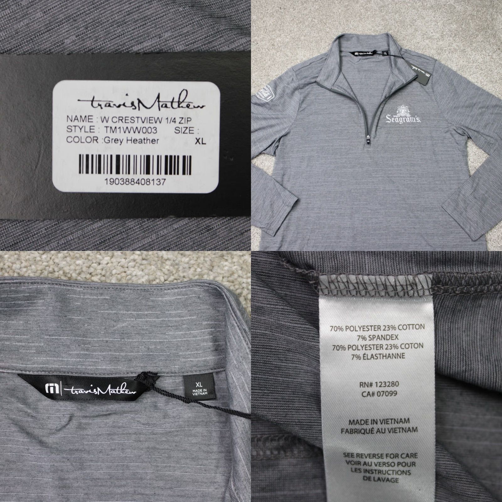 TravisMathew Travis Mathew Sweatshirt Womens XL Gray 1/4 Zip Long Sleeve NWT Golf Activewear Mock Neck Pullover Casual Size XL / US 12-14 / IT 48-50 - 8 Thumbnail