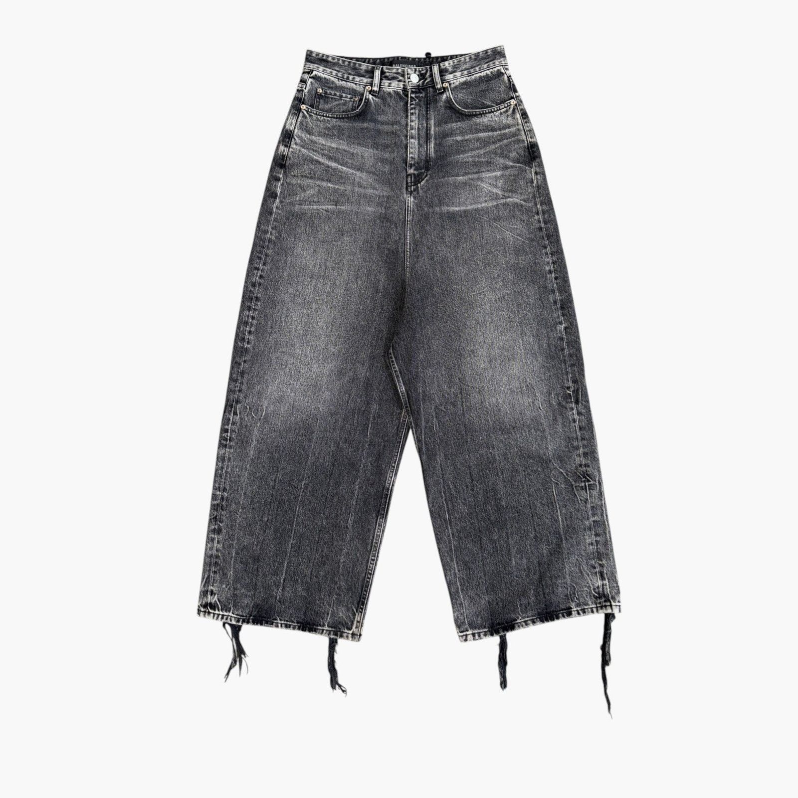 Balenciaga Balenciaga FW 2022 Wax Coated Black Baggy Jeans | Grailed