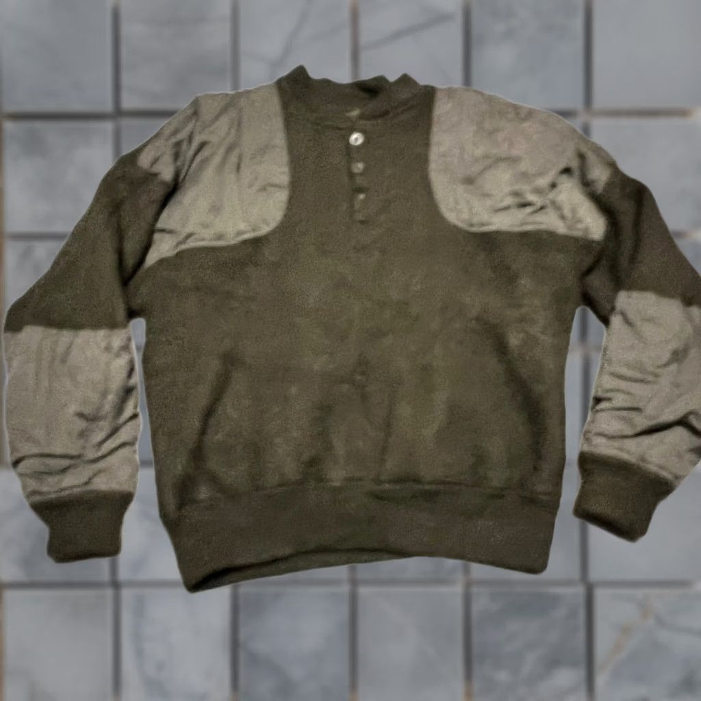Vintage Cabela's Sweater Green 100% Wool Elbow Pad Hunting Heavy Outdoor Henley Mens 2XL Green Elk Pad? Size US XXL / EU 58 / 5 - 1 Thumbnail