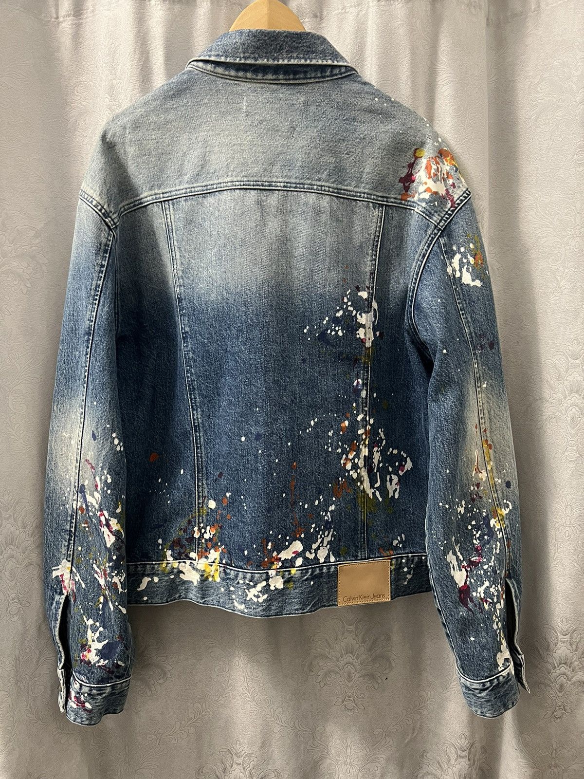 Calvin Klein Calvin Klein Jeans Paint Splatter Fitted Denim Jean Jacket Grailed