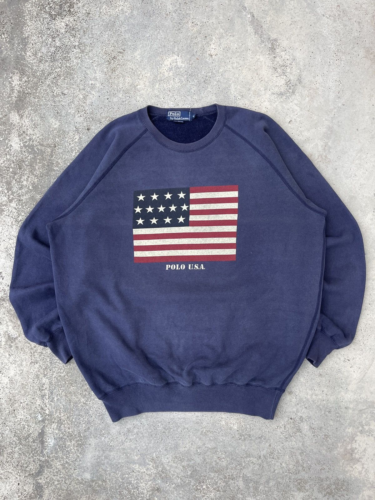 Polo Ralph Lauren × Ralph Lauren Vintage Polo Ralph Lauren USA Flag Sweatshirt Size US XL / EU 56 / 4 - 1 Thumbnail