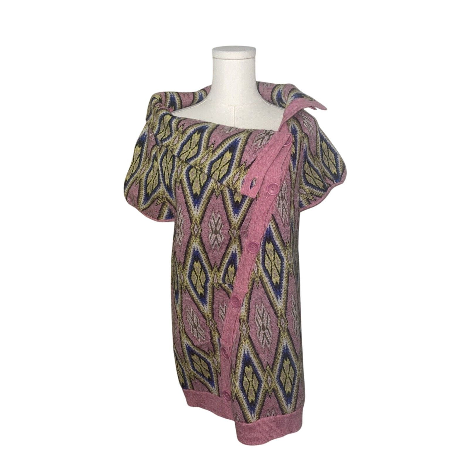 Anthropologie Moth Button Front Funneled Cardigan Short Sleeve Pink Medium Size M / US 6-8 / IT 42-44 - 1 Thumbnail