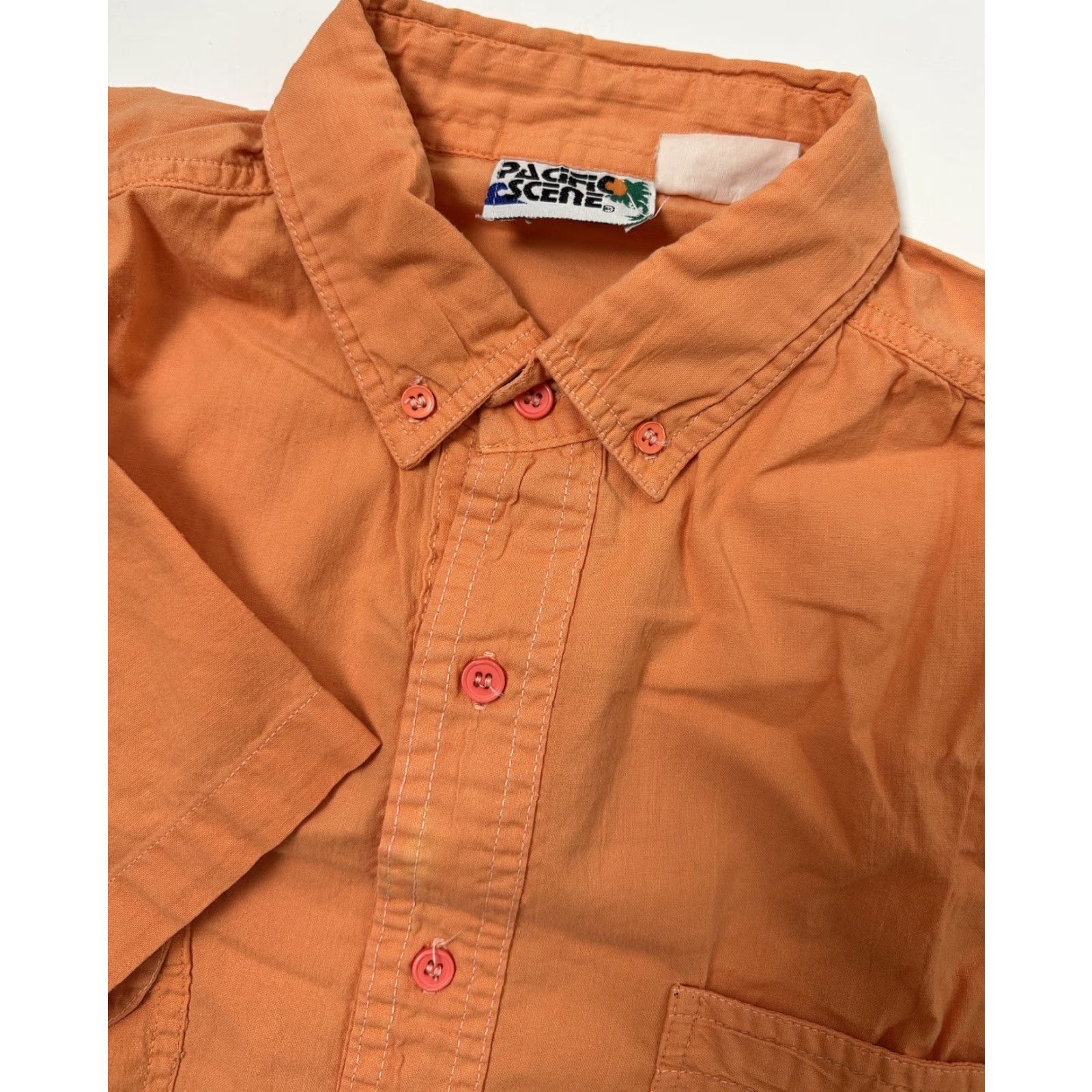 Vintage VINTAGE Pacific Scene Shirt Men L Orange Button-Up Short Sleeve 90s Casual Size US L / EU 52-54 / 3 - 2 Thumbnail