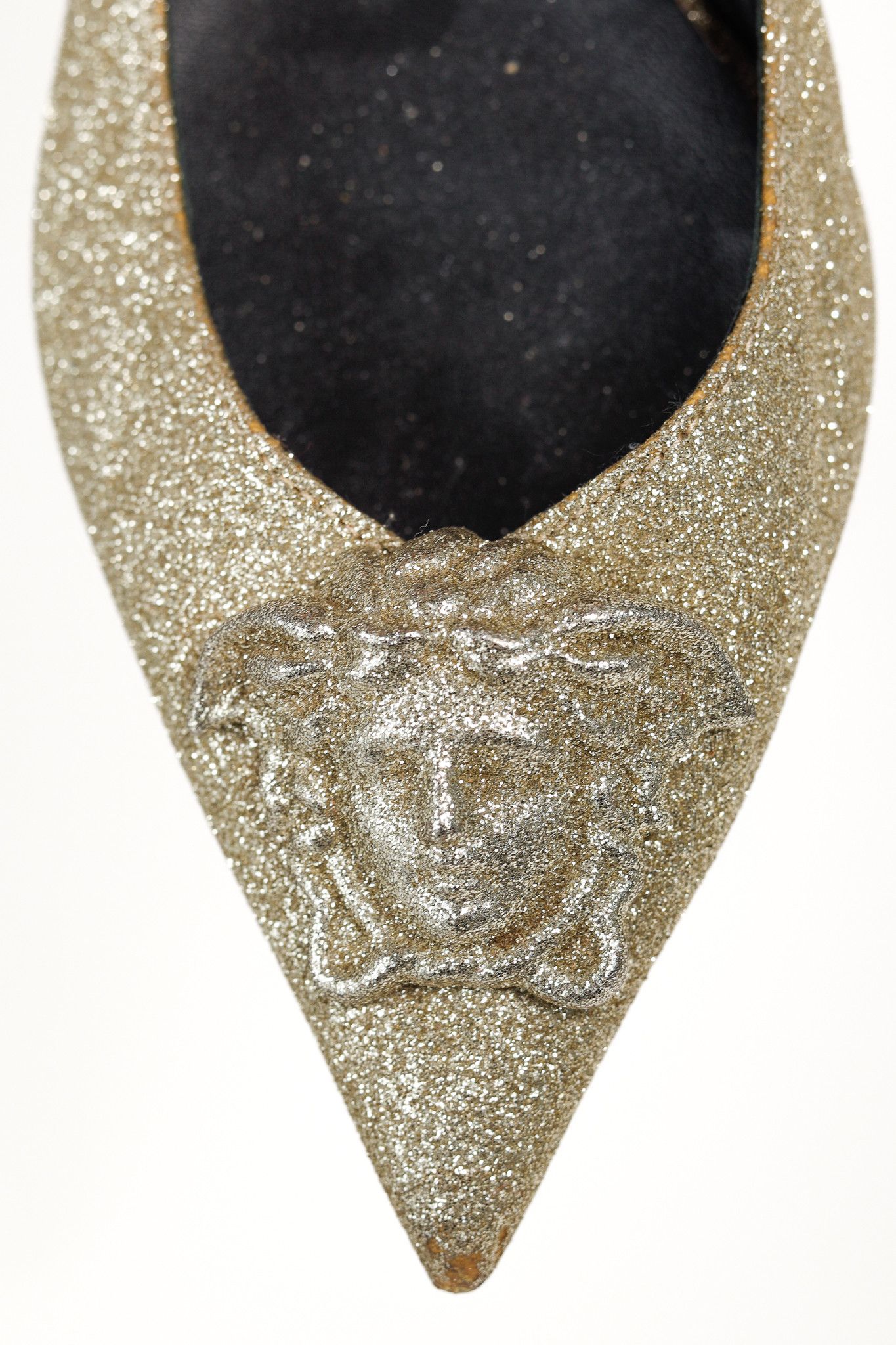 Versace Versace Palazzo Gold Medusa Glitter Pointed-Toe Flats Size US 5.5 / IT 35.5 - 8 Thumbnail