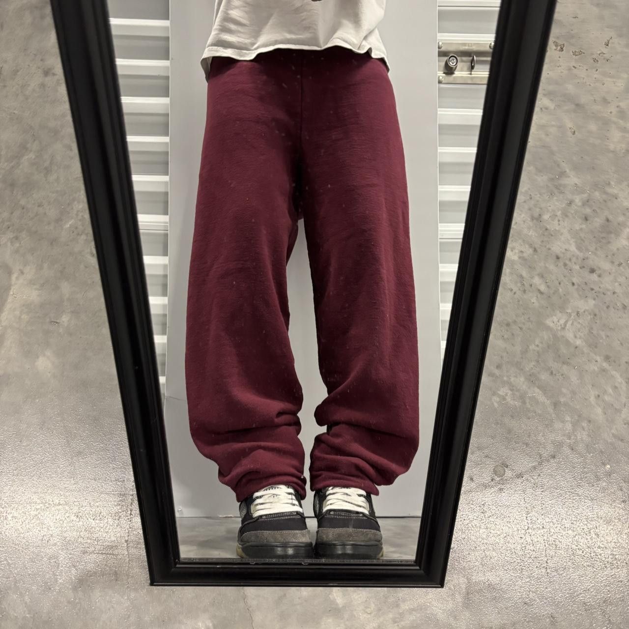 Japanese Brand × Vintage Crazy Vintage Y2K/2000s Maroon Red Essential Sweatpants! Size US 28 / EU 44 - 1 Thumbnail