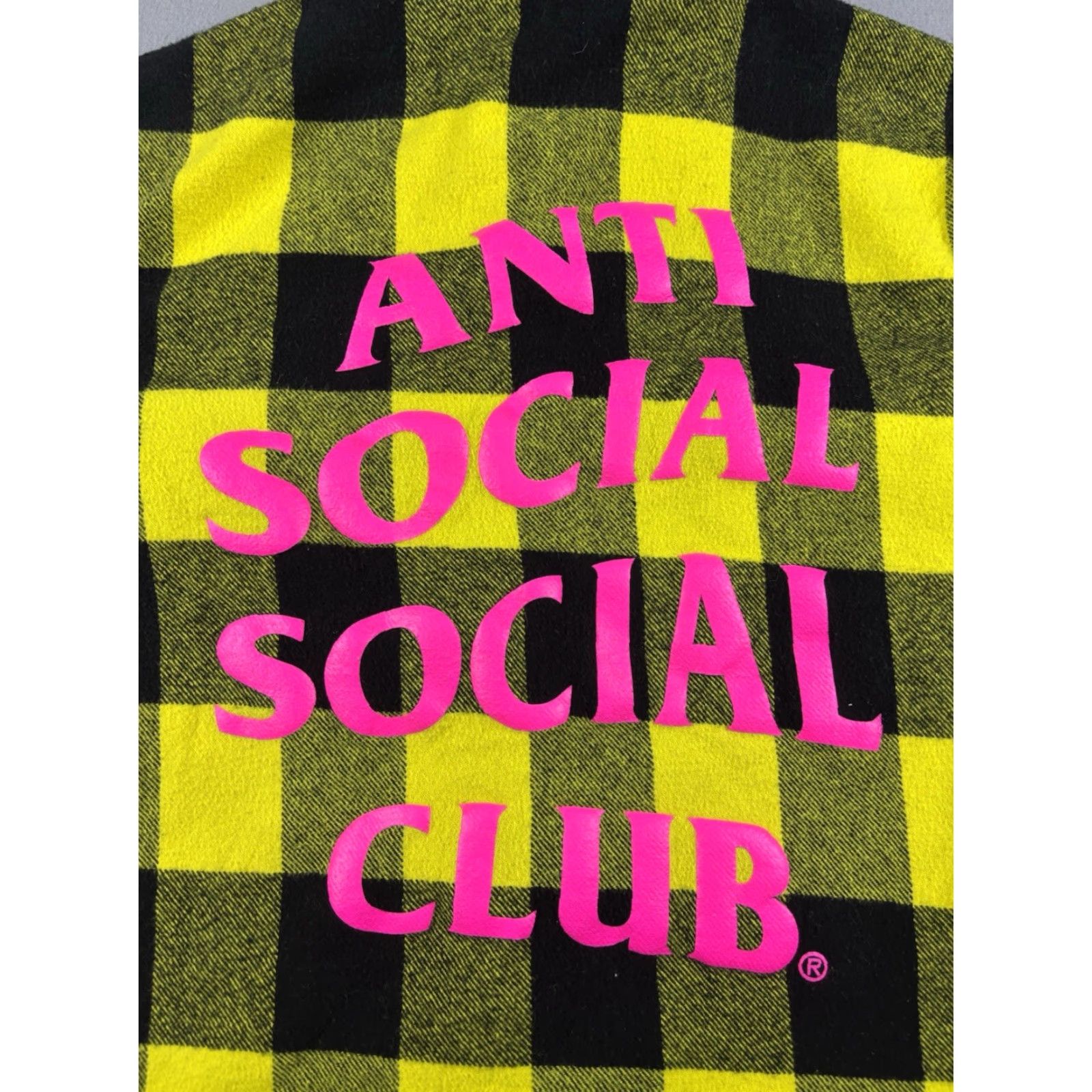 Anti Social Social Club Flannel Shirt Mens Size Small Yellow Plaid Button Up
