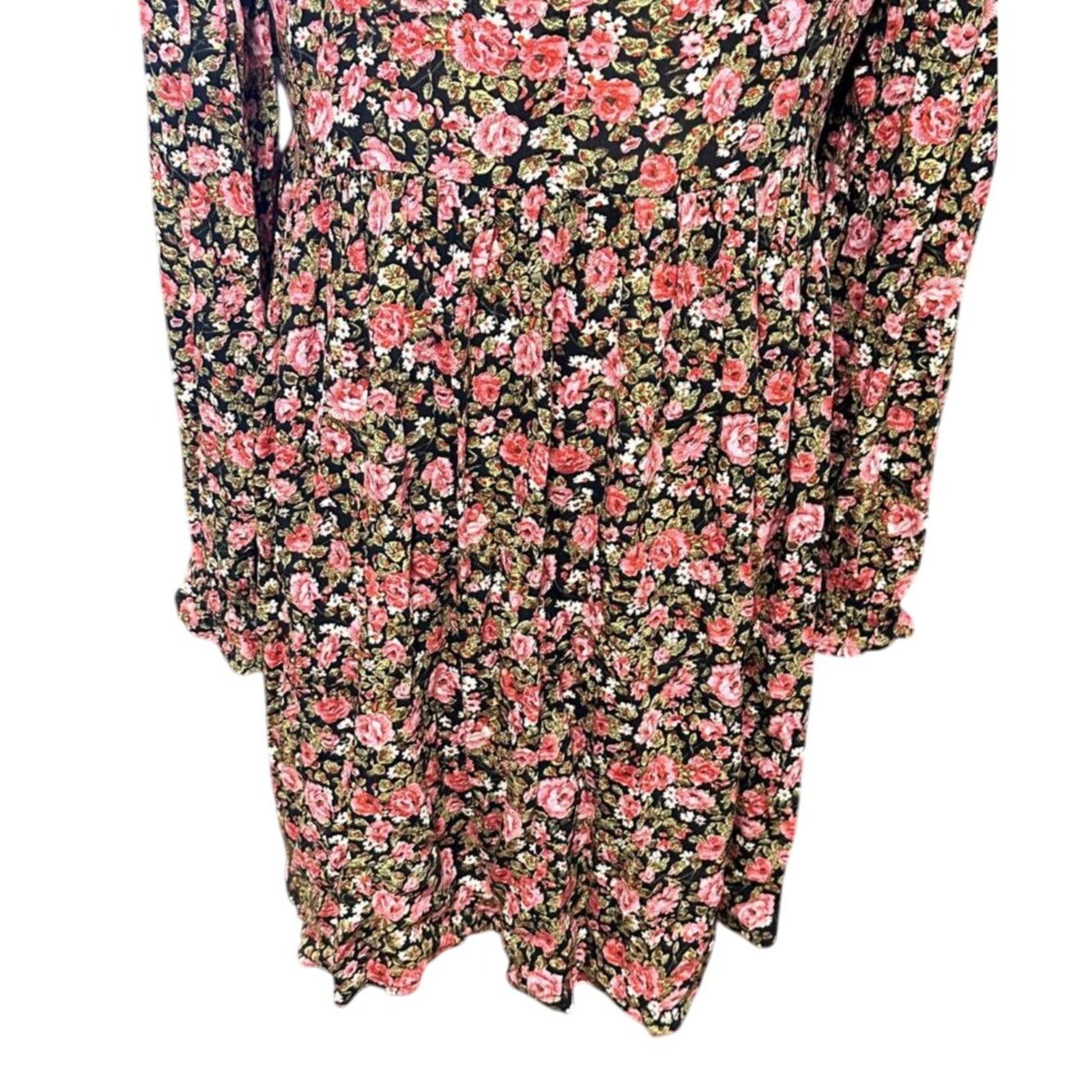 BP. BP Women's Black/PinksFloral Long Sleeve Casual Dress M NWOT Size M / US 6-8 / IT 42-44 - 6 Thumbnail