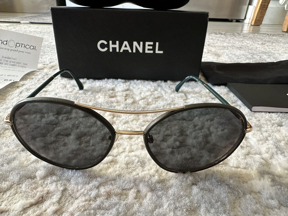 Chanel CHANEL Round Pilot Sunglasses 4228-Q Dark Green Size ONE SIZE - 8 Thumbnail