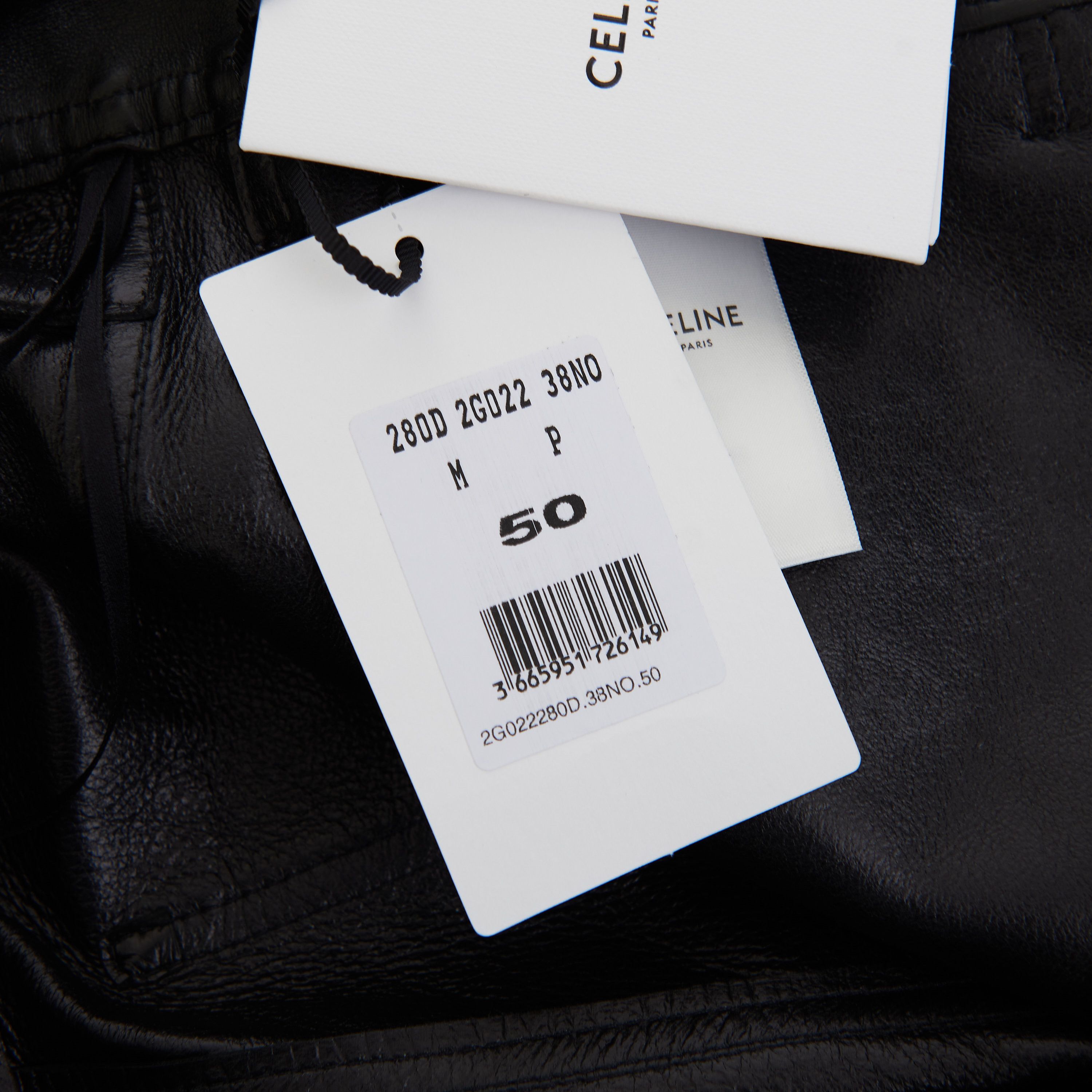 Celine Slim Jeans In Soft Black Lambskin Leather Size US 34 / EU 50 - 6 Thumbnail