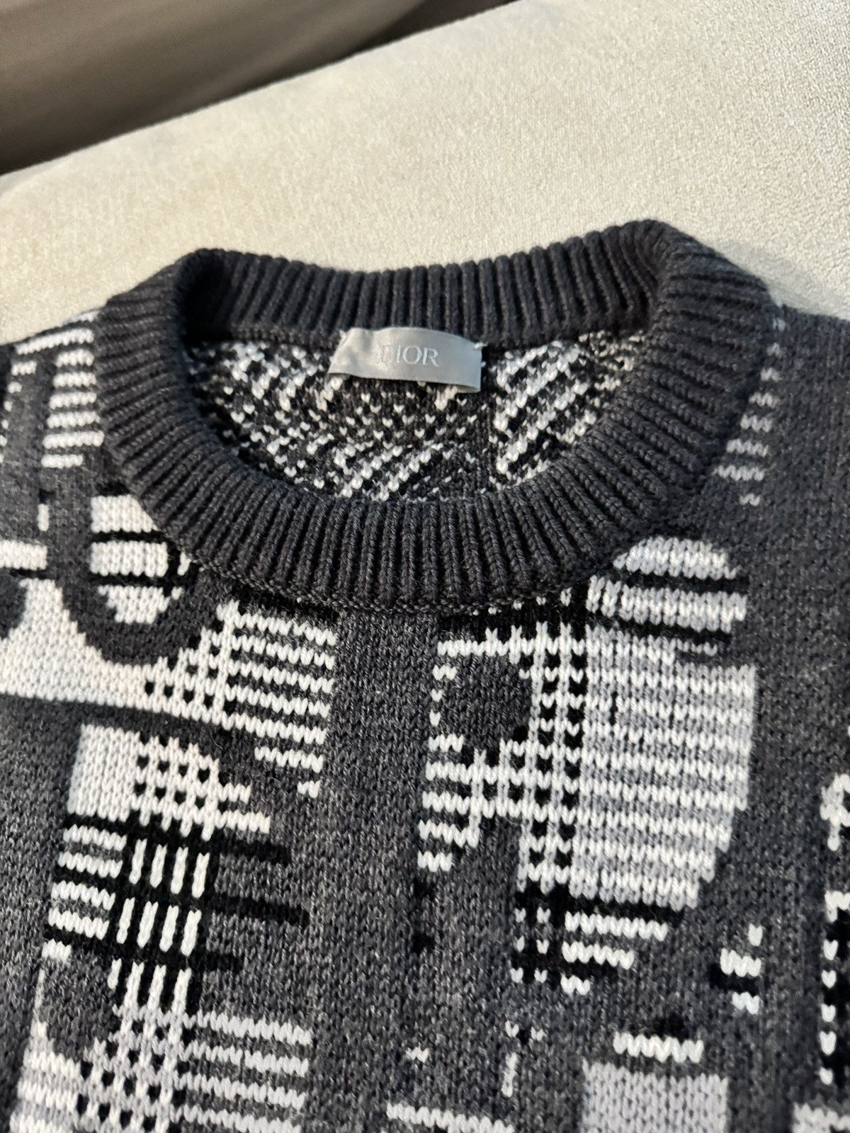 Dior Oblique Black & Grey Virgin wool sweater Size US L / EU 52-54 / 3 - 2 Thumbnail
