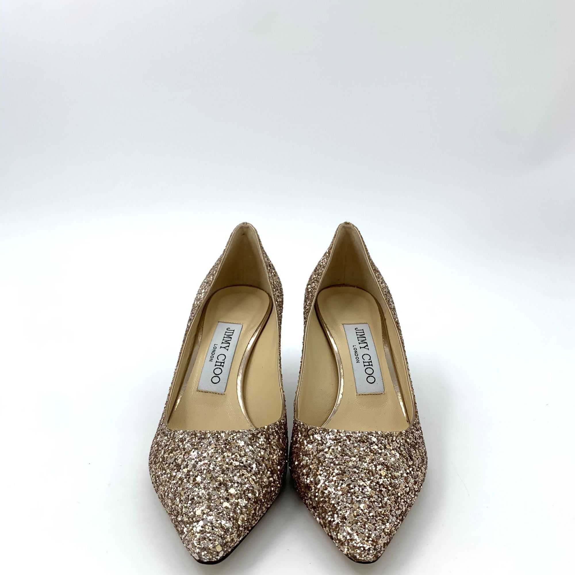 Jimmy Choo Jimmy Choo Gold Sparkling Stiletto Heels (Size 35) Size US 5 / IT 35 - 6 Thumbnail