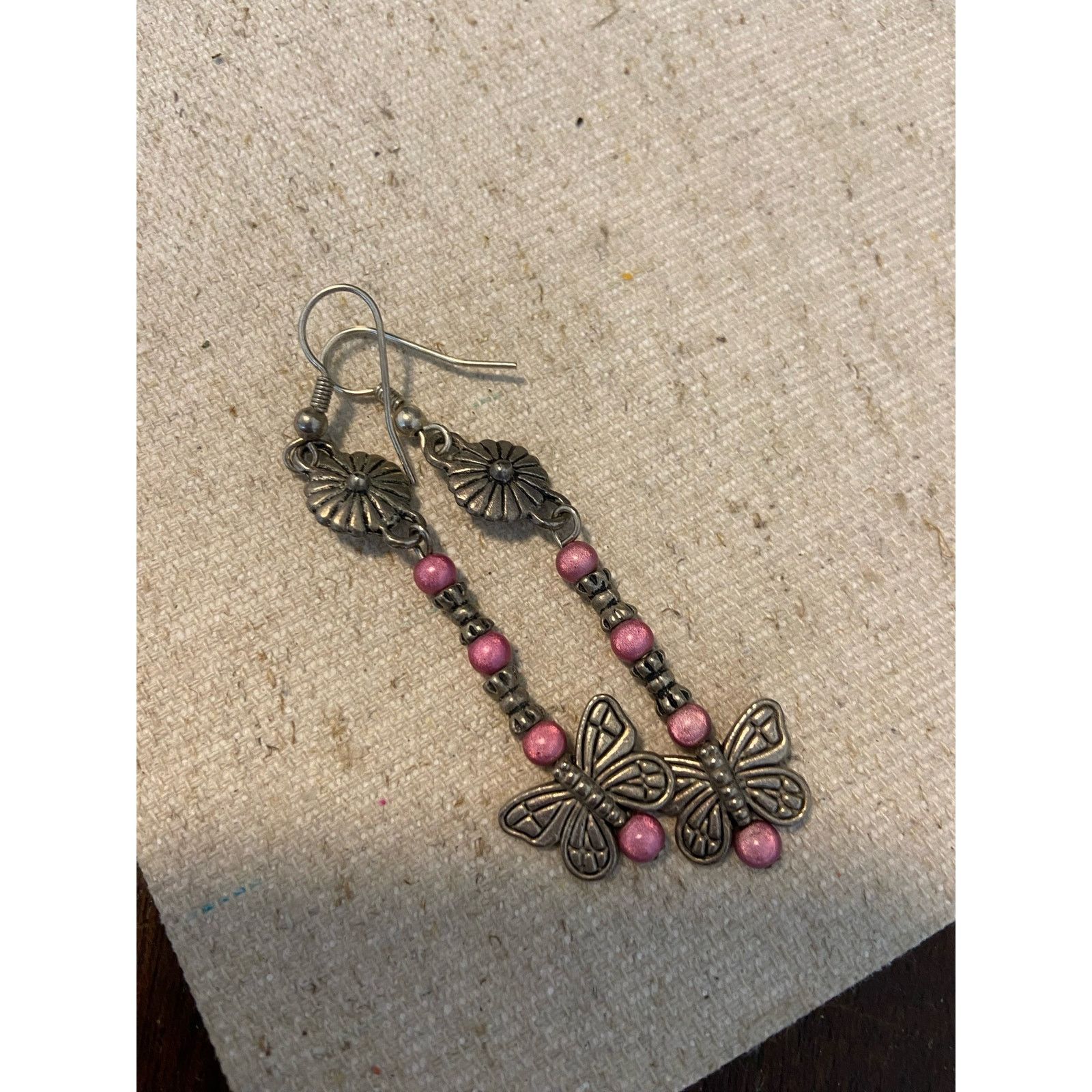 Other Pink butterfly earrings silver tone Size ONE SIZE - 4 Thumbnail