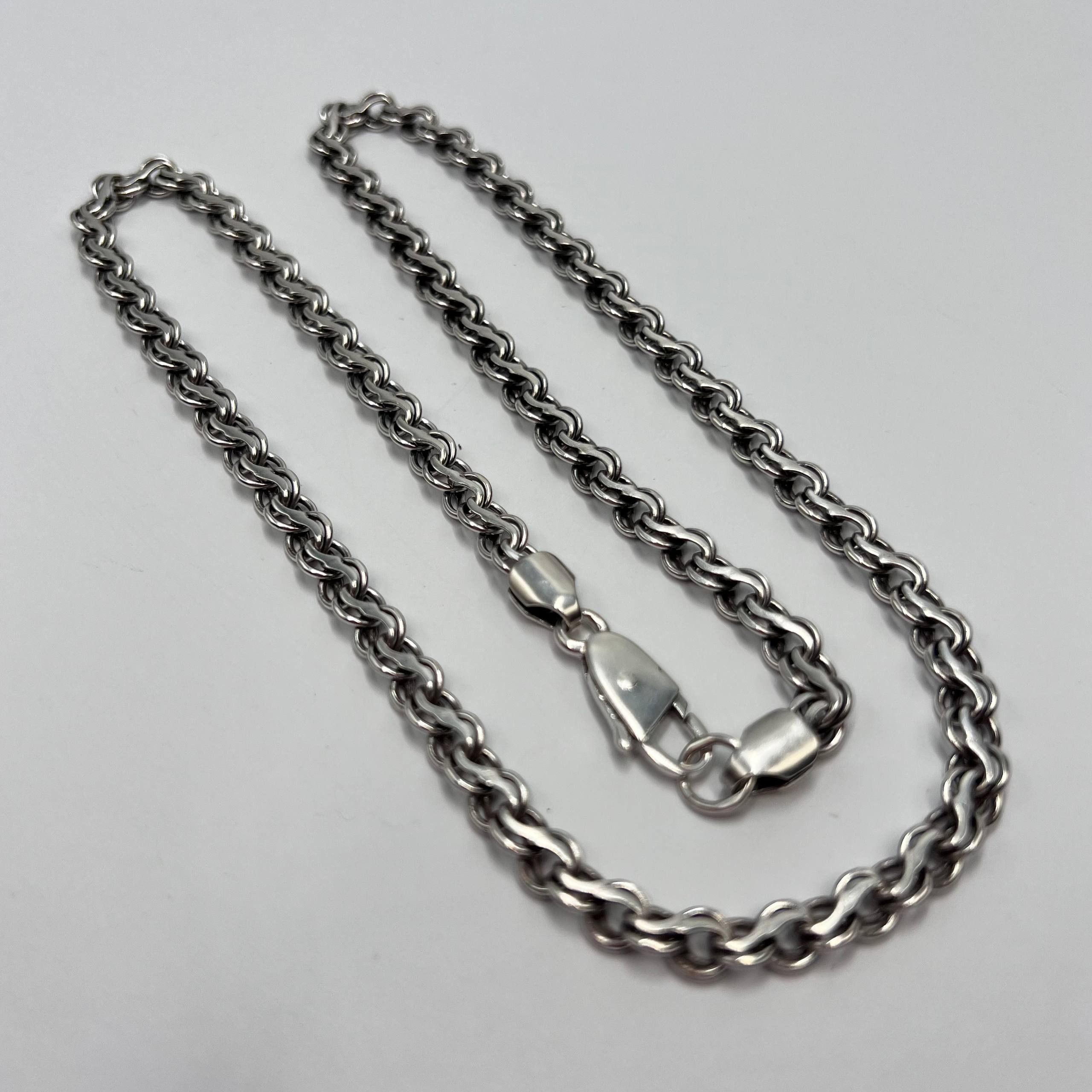 Sterling Silver Vintage Solid 925 Sterling Silver Chain Necklace Heavy Link Size ONE SIZE - 1 Thumbnail