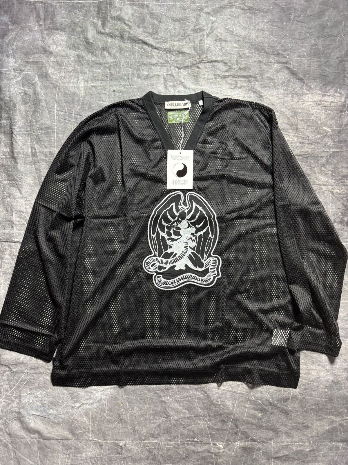 DENIM TEARS × Our Legacy Our Legacy Denim Tears Tupac Mesh Hockey Jersey in Black Size US L / EU 52-54 / 3 - 1 Thumbnail