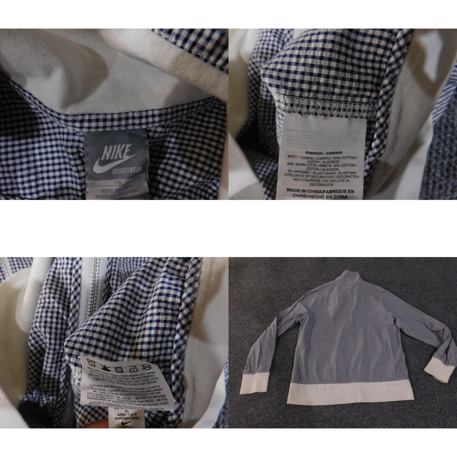 Nike VINTAGE Nike Sportswear Track Jacket Womens XL Navy White Gingham Full Zip 468811-410 Size XL / US 12-14 / IT 48-50 - 8 Thumbnail