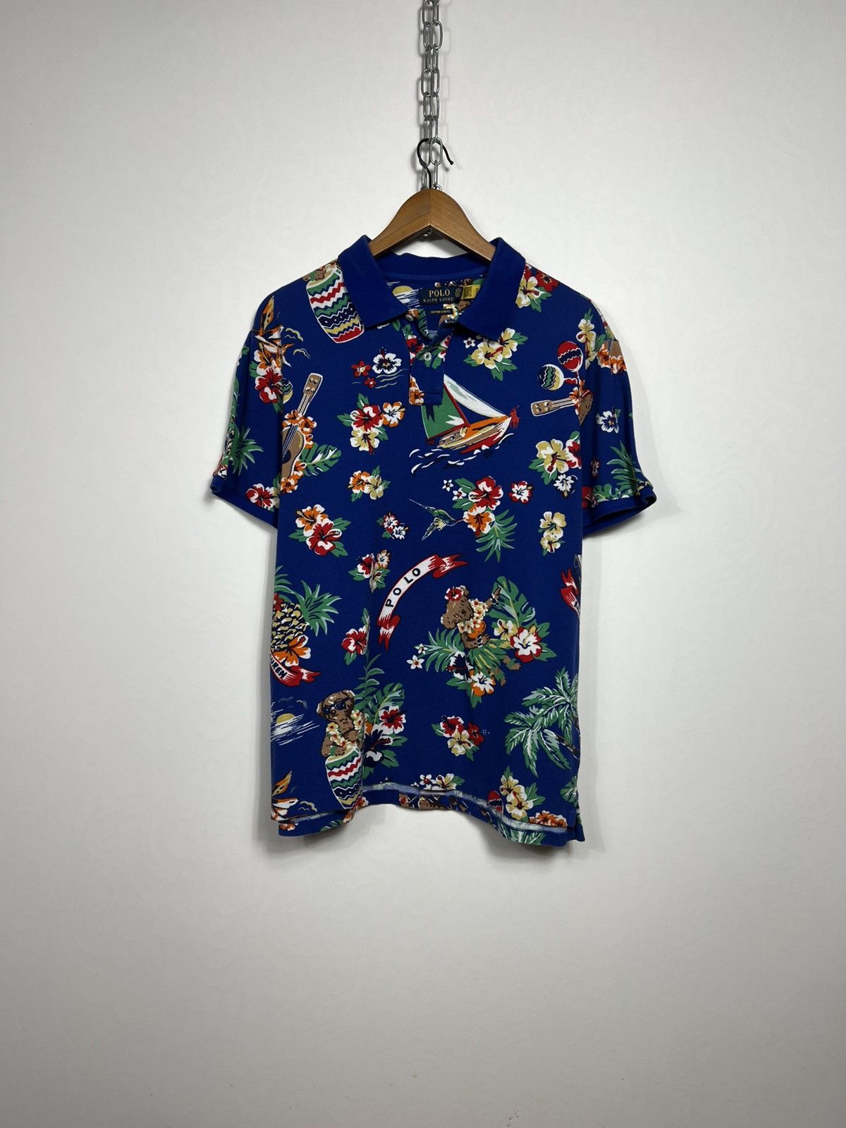 Polo Bear Monogram Hawaii Polo Shirt With Logo Size XL