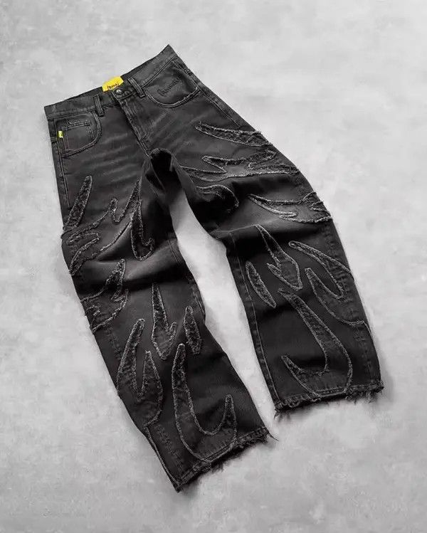 Jean Madoka x Reiya Jeans Patchwork Gothic Raw Edge Embroidered Size US 29 - 1 Thumbnail