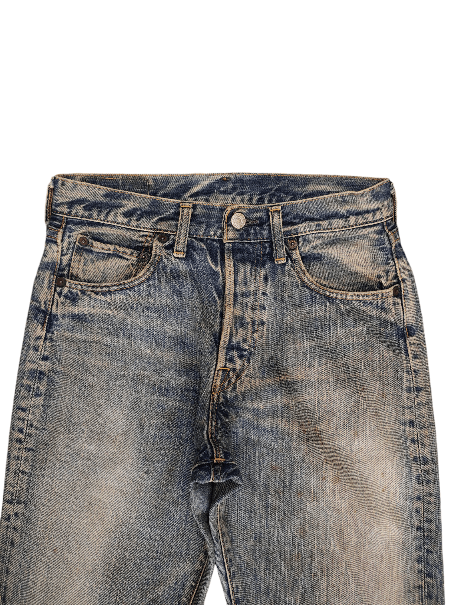 Denime 1990s Denime Japan Clawmark Distress Faded Raw Denim Jeans Size US 29 - 2 Thumbnail