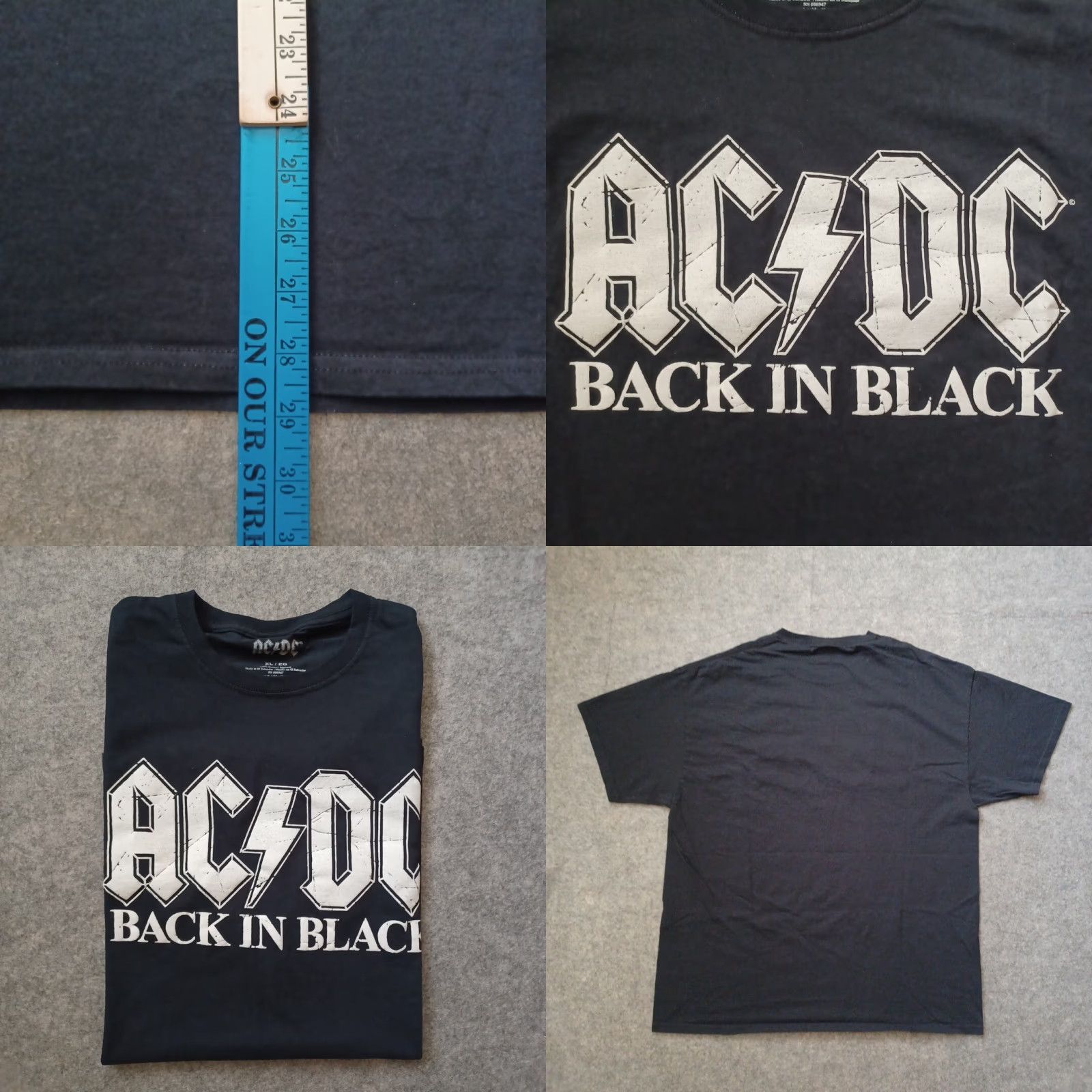 Logo 7 AC/DC Mens T Shirt XL Black White Back In Black Graphic Large Logo Shirt Mens XL Black White Graphic Print 70s 80s Rock Logo AC/DC Size US XL / EU 56 / 4 - 8 Thumbnail