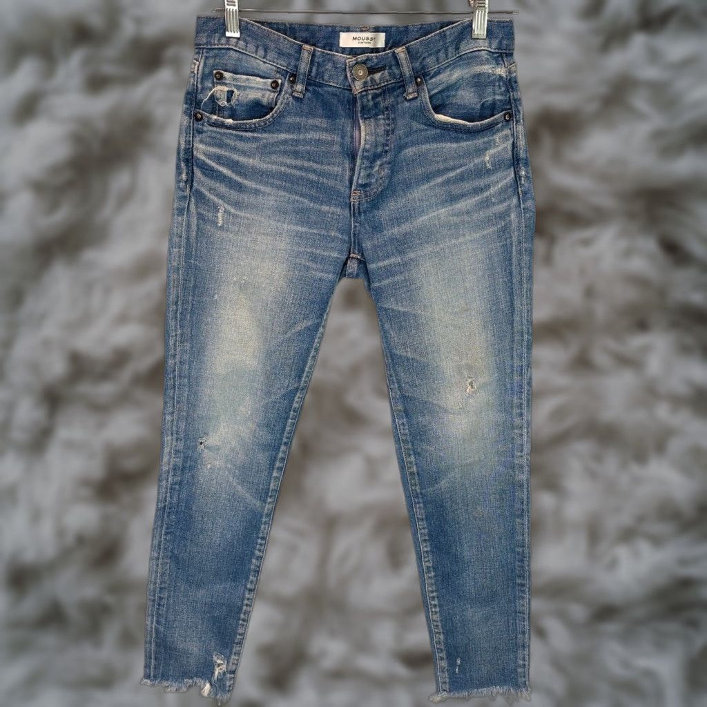 MOUSSY VINTAGE Moussy Distressed Raw Hem Jeans Women 26 Blue Diana Skinny 5-Pocket Denim Japan Size 26" / US 2 / IT 38 - 1 Thumbnail