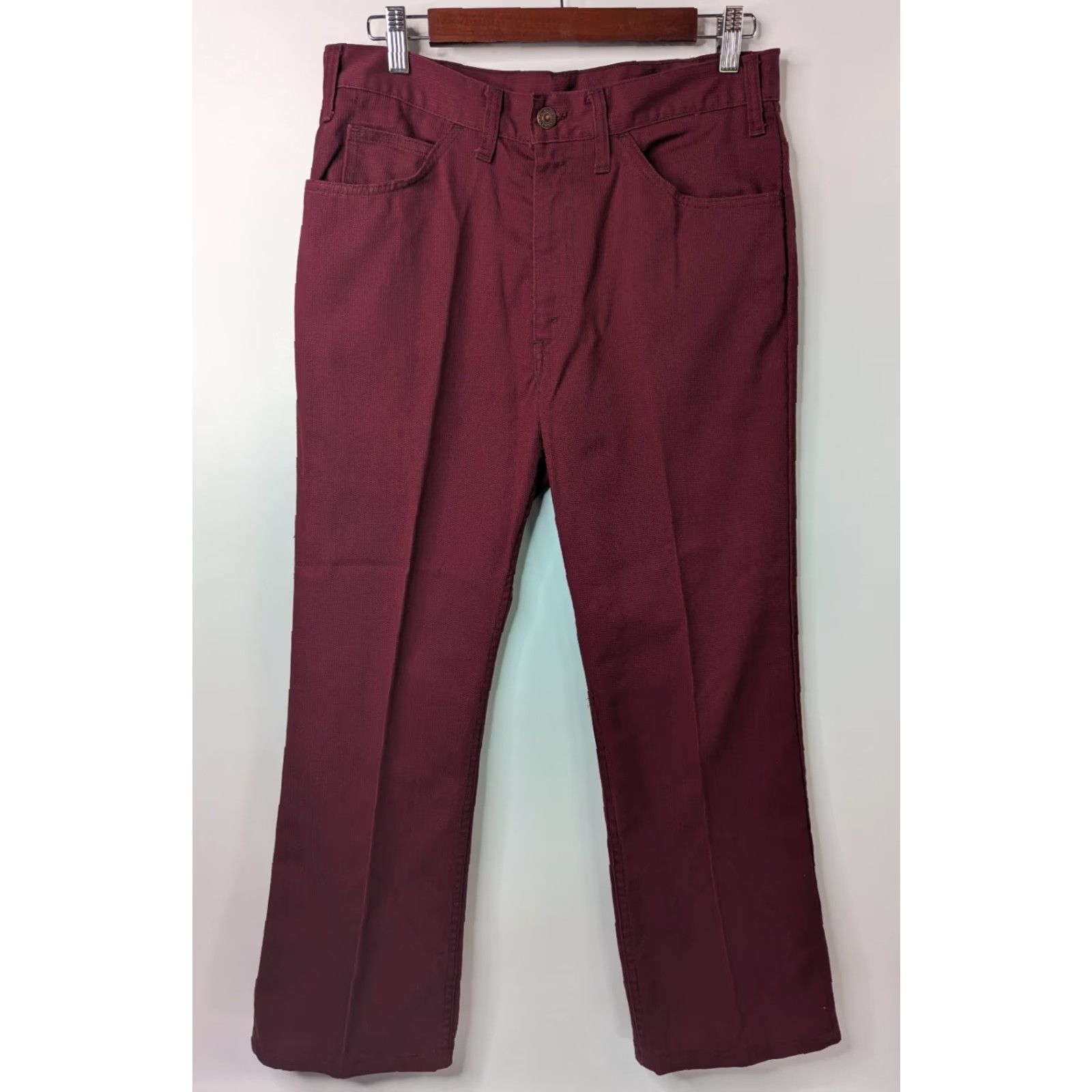 Levi's VINTAGE Levi's 517 Big E Sta Prest Talon Zip Maroon Red Pants 32x28 Size US 32 / EU 48 - 3 Thumbnail
