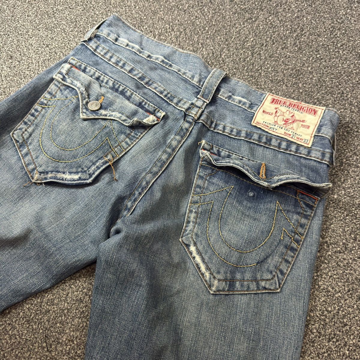 True Religion 🔥🇺🇸 Baggy Flared Distressed Jeans Hysteric Glamour Style Y2k Size US 34 / EU 50 - 6 Thumbnail