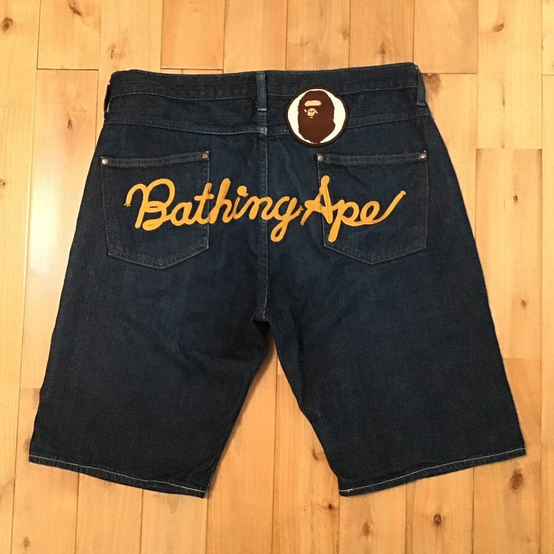Bape BAPE Logo Embroidered Denim Shorts a bathing ape ★size L Size US 34 / EU 50 - 1 Thumbnail