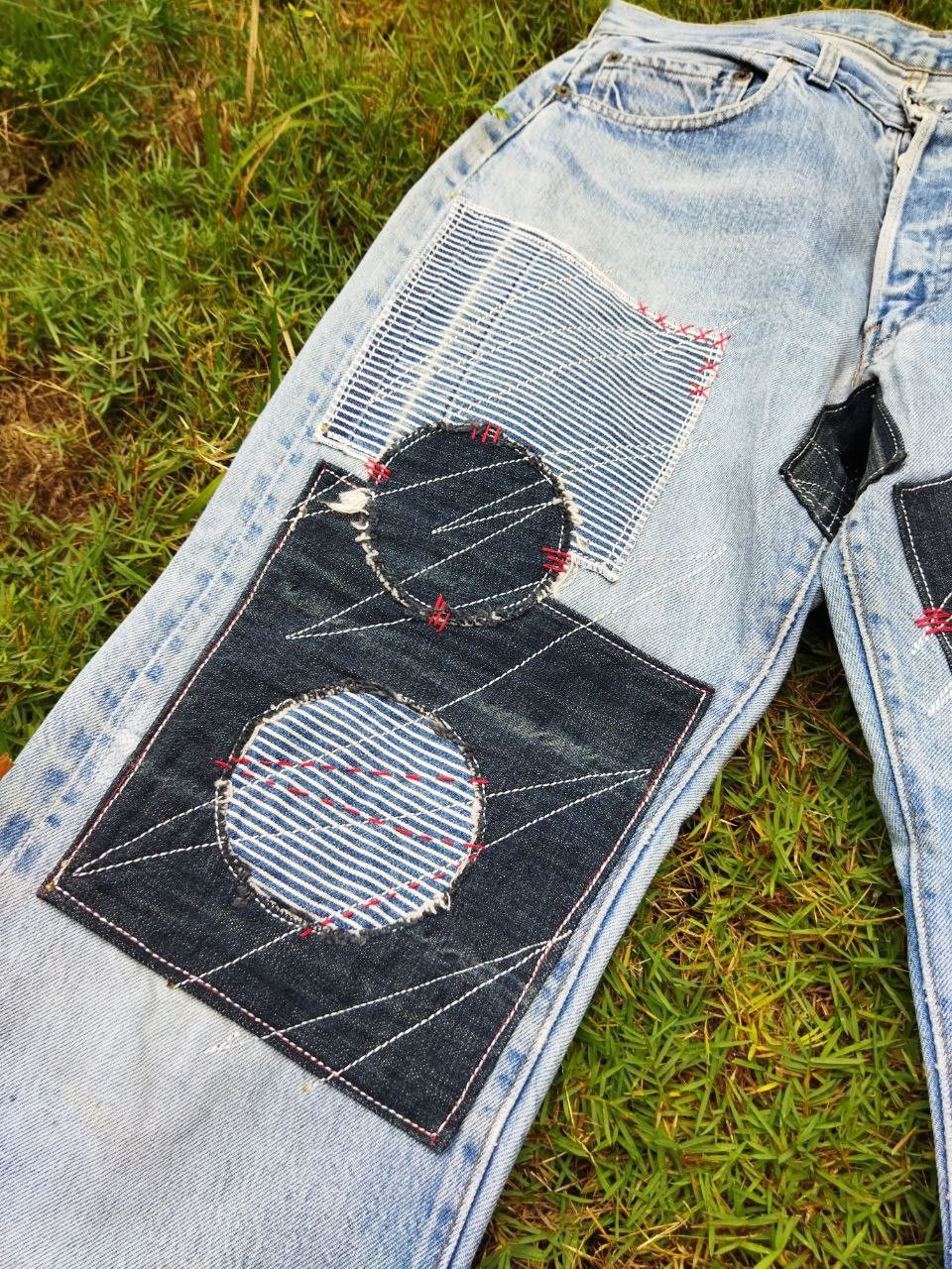 Levi's Vintage Clothing Levis Vintage 501 Redline Custom Boro Patchwork Jeans Size US 34 / EU 50 - 6 Thumbnail