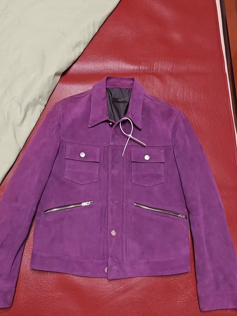 Amiri Amiri Purple locomotive cow suede suede jacket -DMC-2508 Size US M / EU 48-50 / 2 - 4 Thumbnail